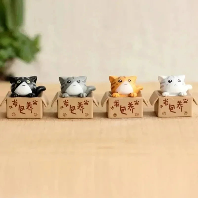 4pcs Mini Cat Ornament Garden Kitten Statue Gift For Kids Children Baby Room Cute Kawaii Toy Miniature Figurines Home Decoration Zpaxo