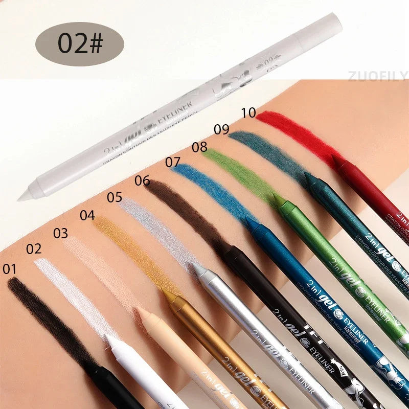 Waterproof Eyeliner Gel Pencil Pigment Brown Black White Glitter Zpaxo 02