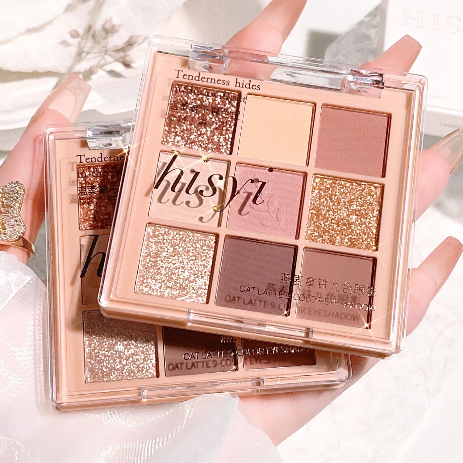 9-color eyeshadow palette - milk tea nude and gold tones, matte and shimmer finish, everyday glamour portable cosmetics Zpaxo