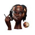 Black Woman Head Incense Burner Artistic Airflow Stand Decorative