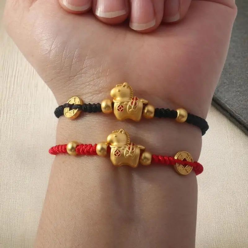 Exquisite 2026 Horse Zodiac Year Braided Rope Bead Bracelet Chinese Zpaxo