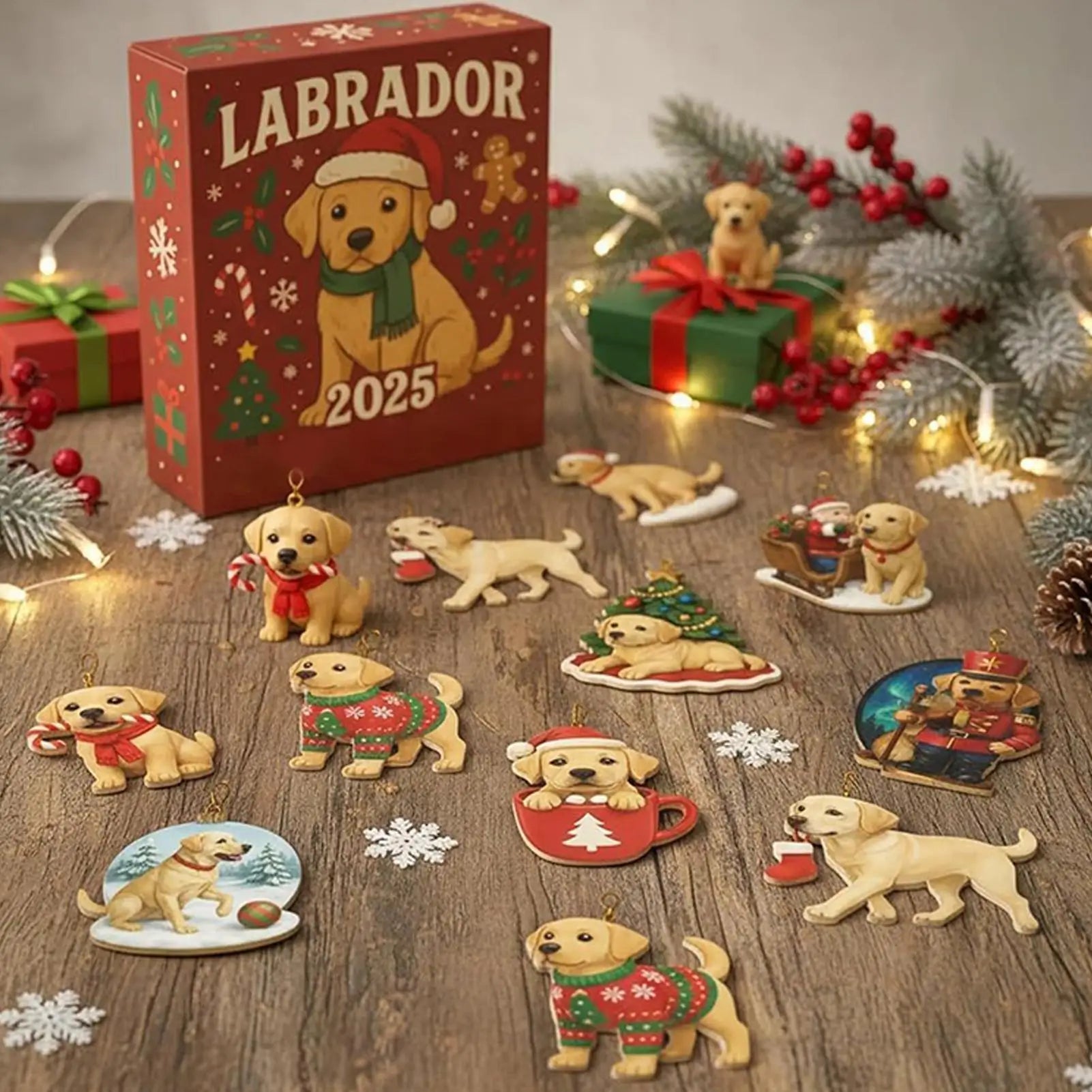Dog Advent Calendar 2025 2D Acrylic Christmas Ornaments 24 Days