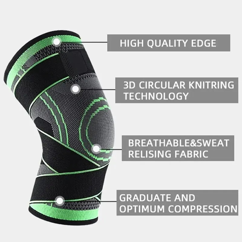 Compression Knee Pads Support Lengthen Stripe Sport Sleeve Arthritis Joint Pain Protector Elastic Kneepad Brace Adjustable Strap Zpaxo