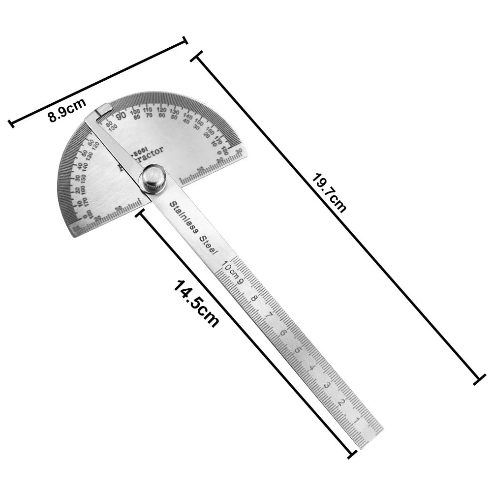 Metal Angle Finder 180 Degree Protractor Stainless Steel Woodworking