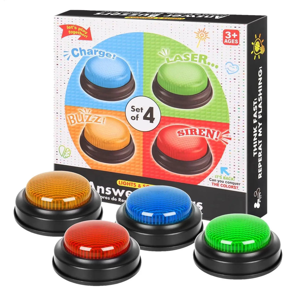 Game Buzzer 4-Piece Quick Answer Button Lights Kids Student Classroom