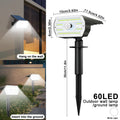 Solar Spot Lights Outdoor Motion Sensor 56/60LEDS Solar Landscape Spotlights 3 Modes Waterproof Wall Lamp Yard Driveway Walkway Zpaxo 60 LED White Light 1pc