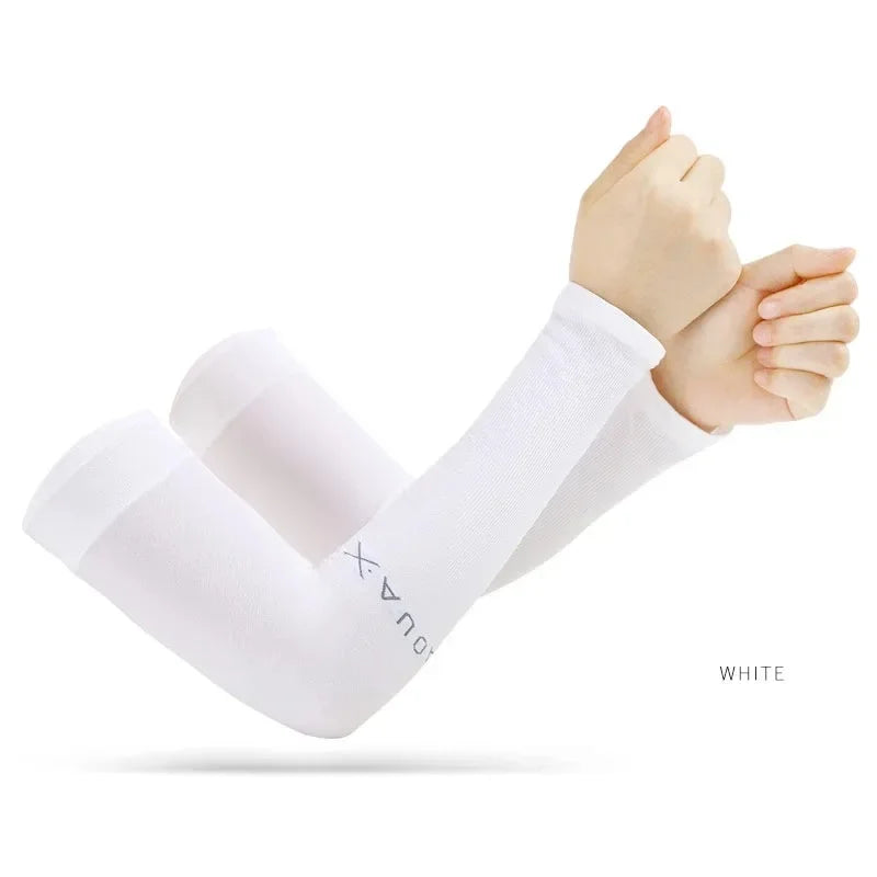 Ice Silk UV Arm Sleeves – Fingerless Sun Protection Cover
