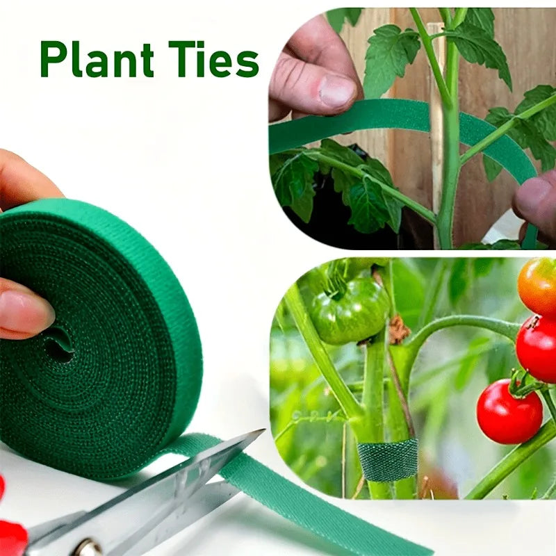 12Rolls Self Adhesive Plant Nylon Cable Tie Green Adjustable Plants Hook Loop Support Garden Bandage Reusable Fastener Tape Zpaxo