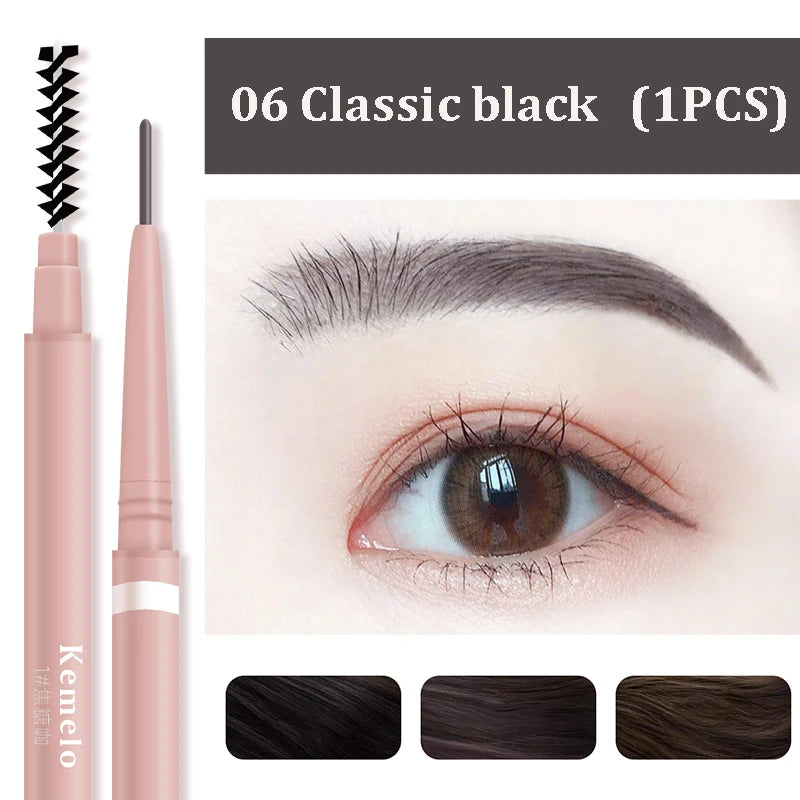 Ultra Fine Double-ended Eyebrow Pencil Waterproof Long Lasting Zpaxo 06 Classic Black