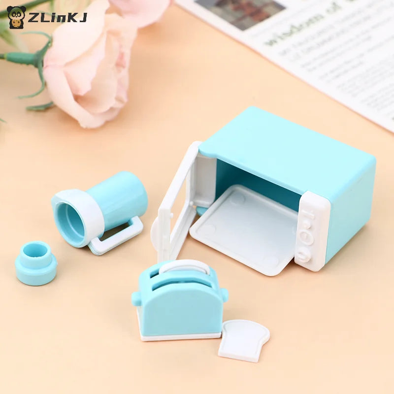 ▶1Set 1:12 Dollhouse Mini Microwave Bread Maker Kettle Kit Kitchen Cookware Toy Zpaxo