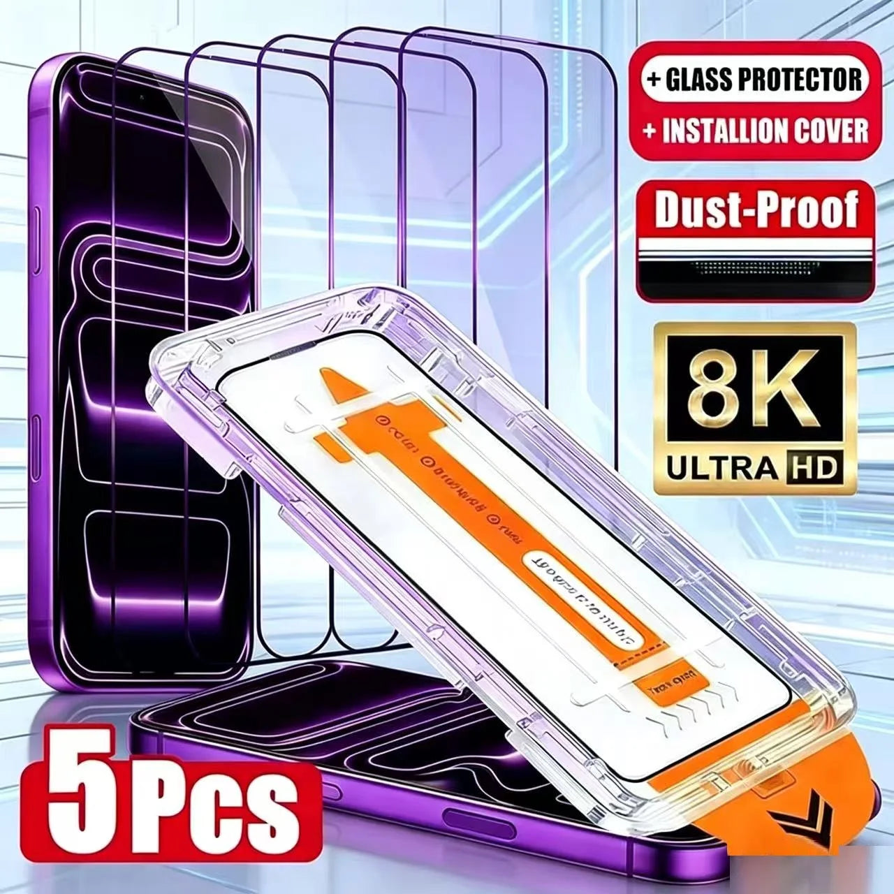 1- Dust Easy Installation Screen Protector Iphone 16 15 14 11 13 12