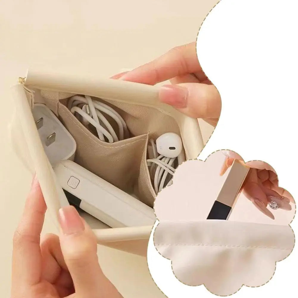 Waterproof Foldable Cosmetic Case - 11-13cm Multi-Layer Organizer for Lipstick & Makeup, Portable for Travel (White/Black/Purple Zpaxo