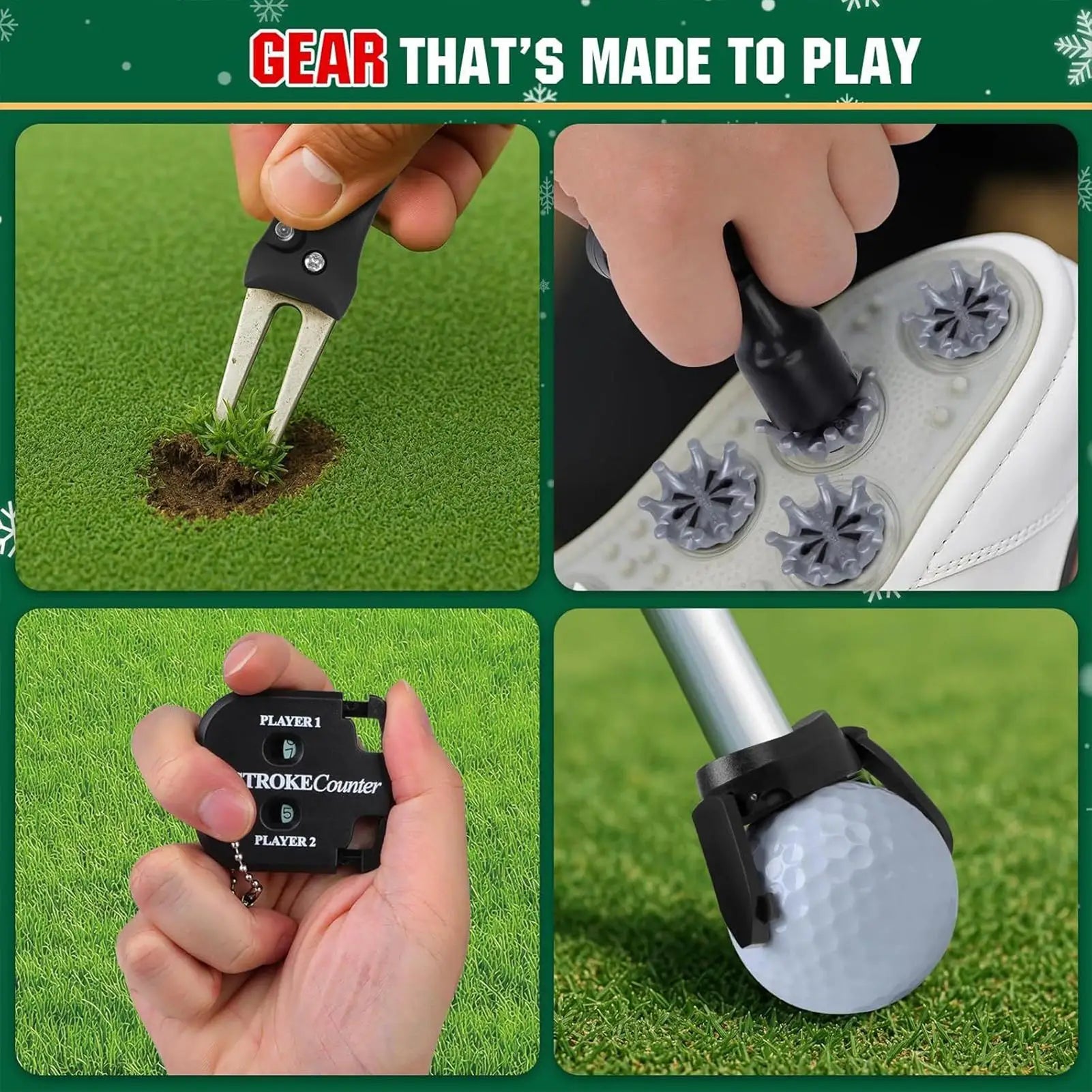 Christmas Countdown Decor 24 Boxes Accessory Golf Themed Design Men