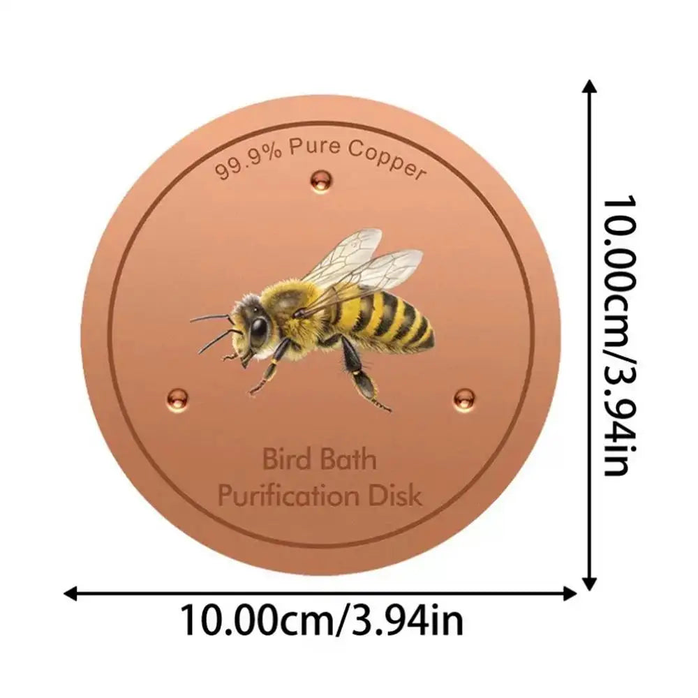 Bird Bath Purification Disk Bee Pattern Birdbath Cleaner Copper Bird Bath Purification Disk For Outdoor Garden Deck Patio Bowl Zpaxo Yellow China Mainland