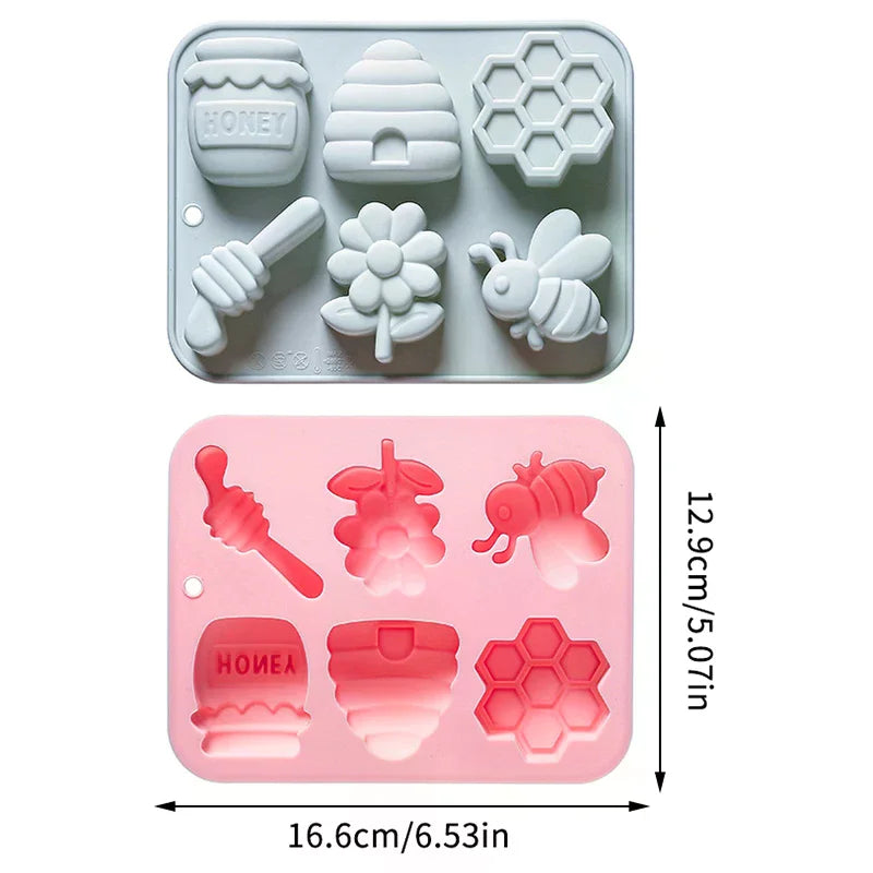 6-hole Bee Theme Silicone Mold 3d Flower Honeycomb Fondant Candy Chocolate Mould Fudge Dessert Soap Resin Mold Cake Decoration Zpaxo