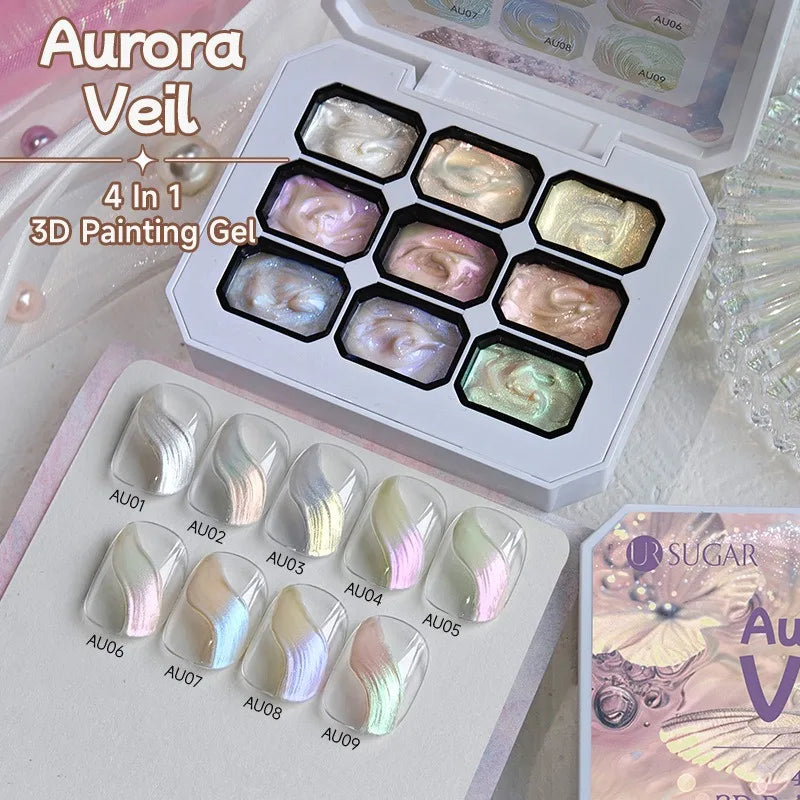 4 in 1 16 Grid Pat Painting Gel Nail Polish Gradient Effect Nail Art Salon Design Long-Lasting Creamy Texture Smooth Application Zpaxo 9 Palace Grid 09