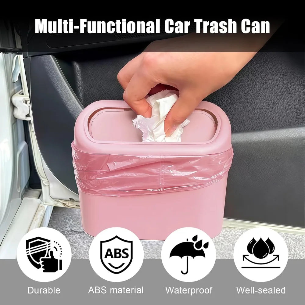 Car Small Trash Can Lid Leakproof Mini Garbage Waterproof Push Button
