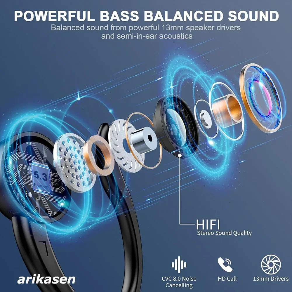 Headphones Bluetooth 5 3 Wireless Bass Stereo Over Ear Earbuds ENC