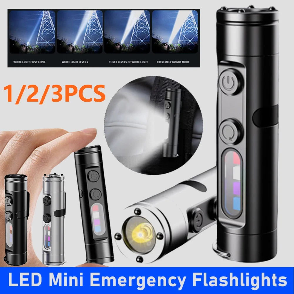 1- Mini Flashlight USB Rechargeable Aluminum Magnetic Bright LED