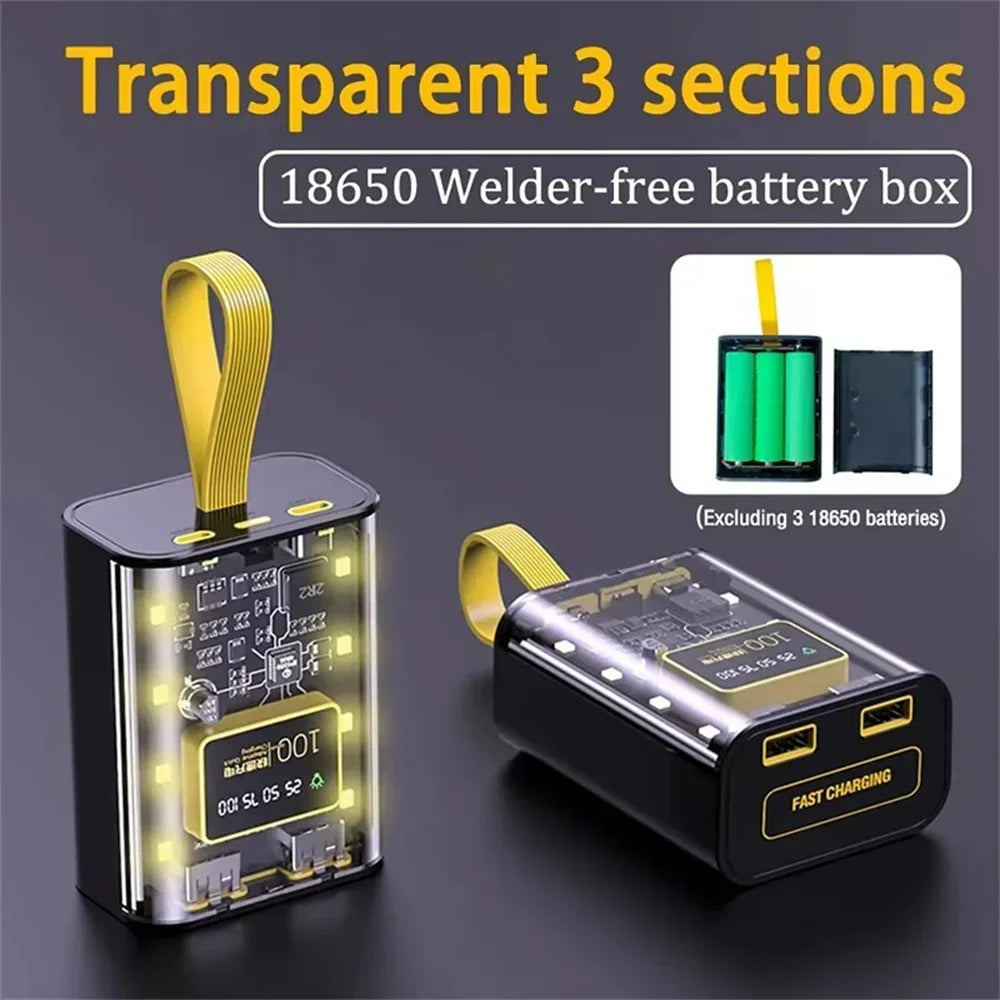 DIY 18650 Power Bank Case – Dual USB, LED Night Light DIY Power Bank Case Zpaxo