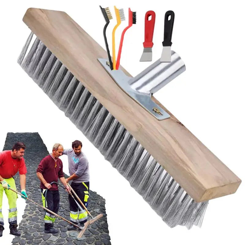 Heavy-Duty Wire Broom Stiff Bristle Broom Garden Broom For Patio Stone Concrete Garden Moss Cleaner outdoor cleaning Tools Zpaxo