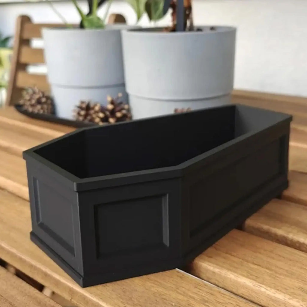 Gothic Planter Spooky Coffin Pot Indoor Container Halloween