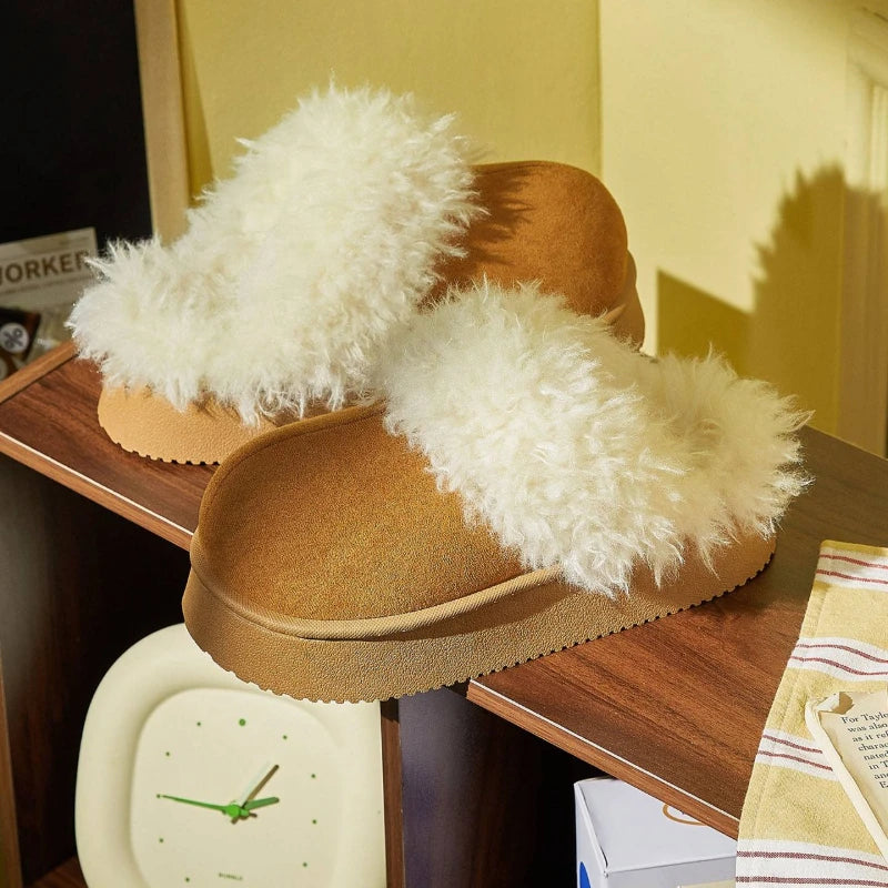 Sole Fluffy Bedroom Slides Winter Fuzzy Shoes Warm Cotton Slipper Women Warm Women House Slippers Indoor Non-slip Thick Shoes Zpaxo