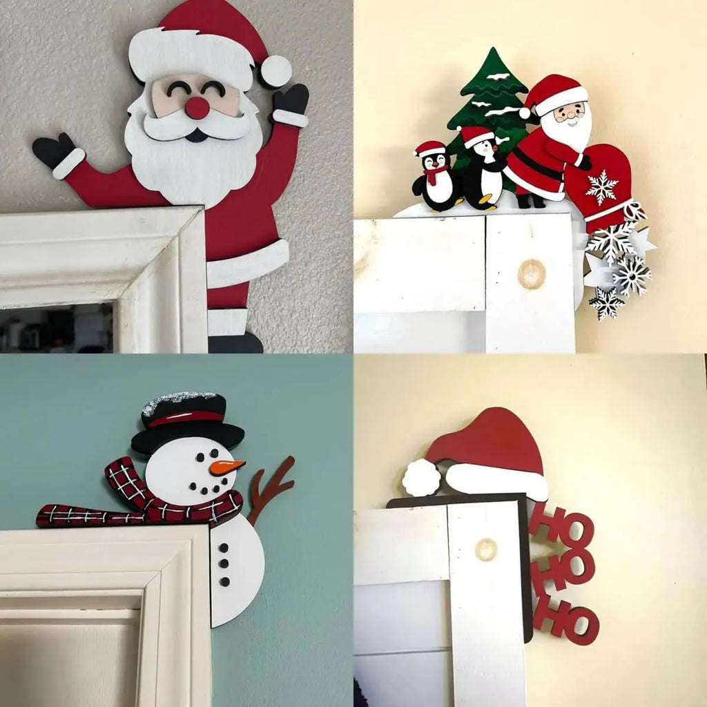 Santa Claus Wooden Christmas Door Corner Decoration | DIY Decor