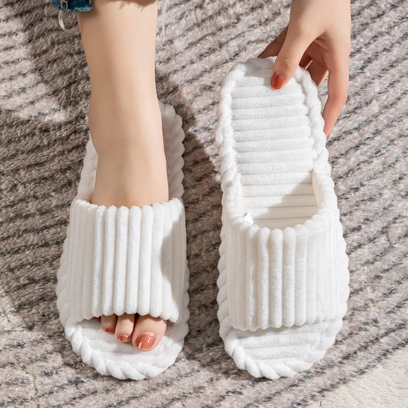 Solid Flat Heel Slippers Women Indoor Bedroom Lightweight Comfort Zpaxo WHITE 38-39