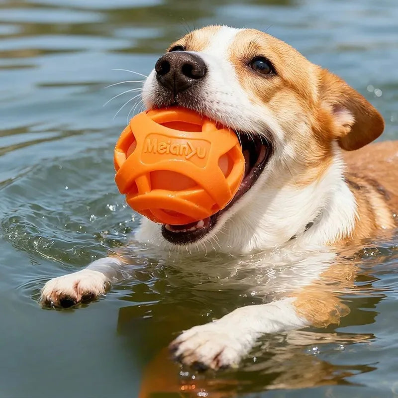 Durable Hollow Elastic Pet Dog Toys Ball Puppy Chew Teeth Cleaning Zpaxo