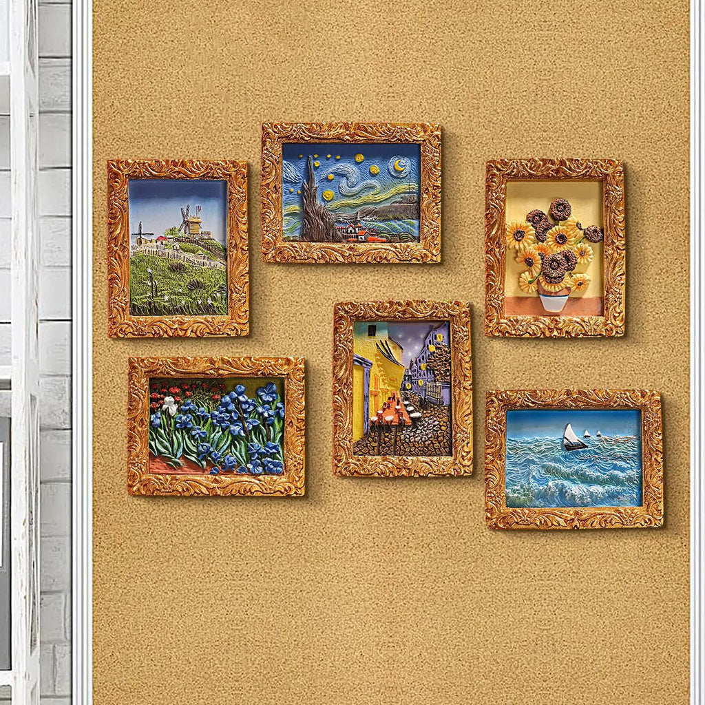 Fridge Magnets 6 Pieces Whiteboard Magnets Painting Artwork Resin Magnetic Decoration for Photo Clipboard Cabinet Home School Zpaxo