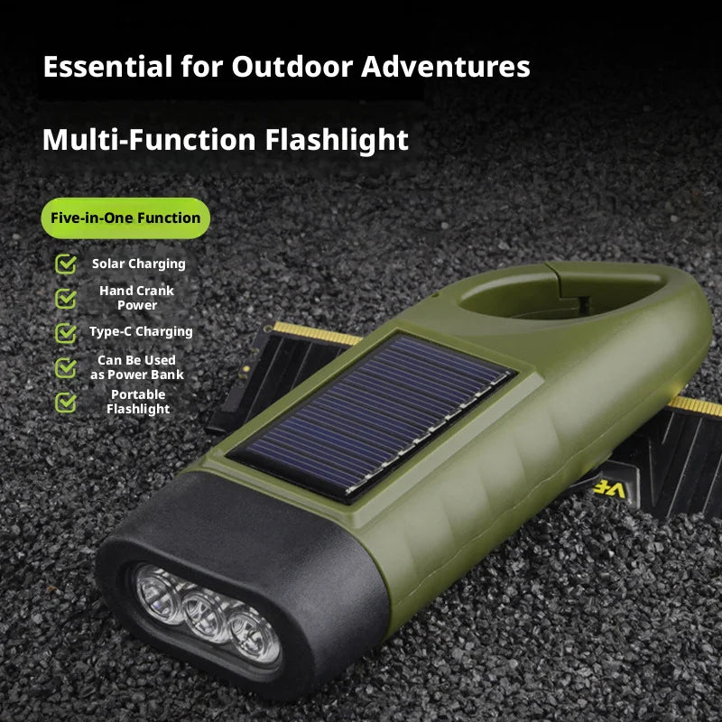 ESMARTER Solar Hand Crank LED Flashlight – Emergency Camping Torch