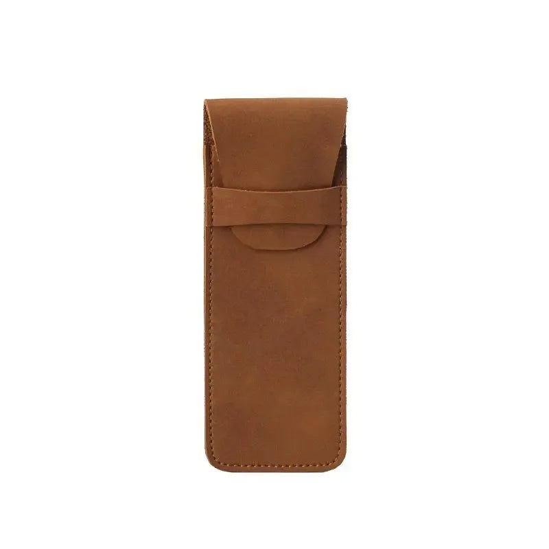 Vintage Leather Pen Case Pocket Pouch Sleeve Travel Mini Flap Zpaxo Brown