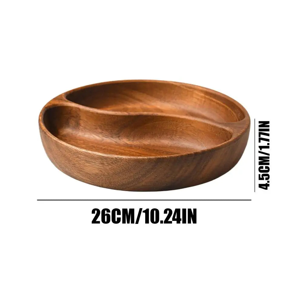 Snack Bowls 2-Compartment Rustic Serveware Holder Party Serving Nut