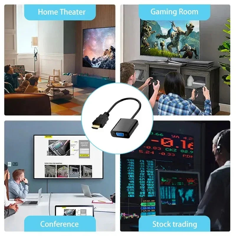 HDMI to VGA Adapter 1080P – Plug & Play Converter for Laptop & Monitor HDMI VGA Adapter Zpaxo