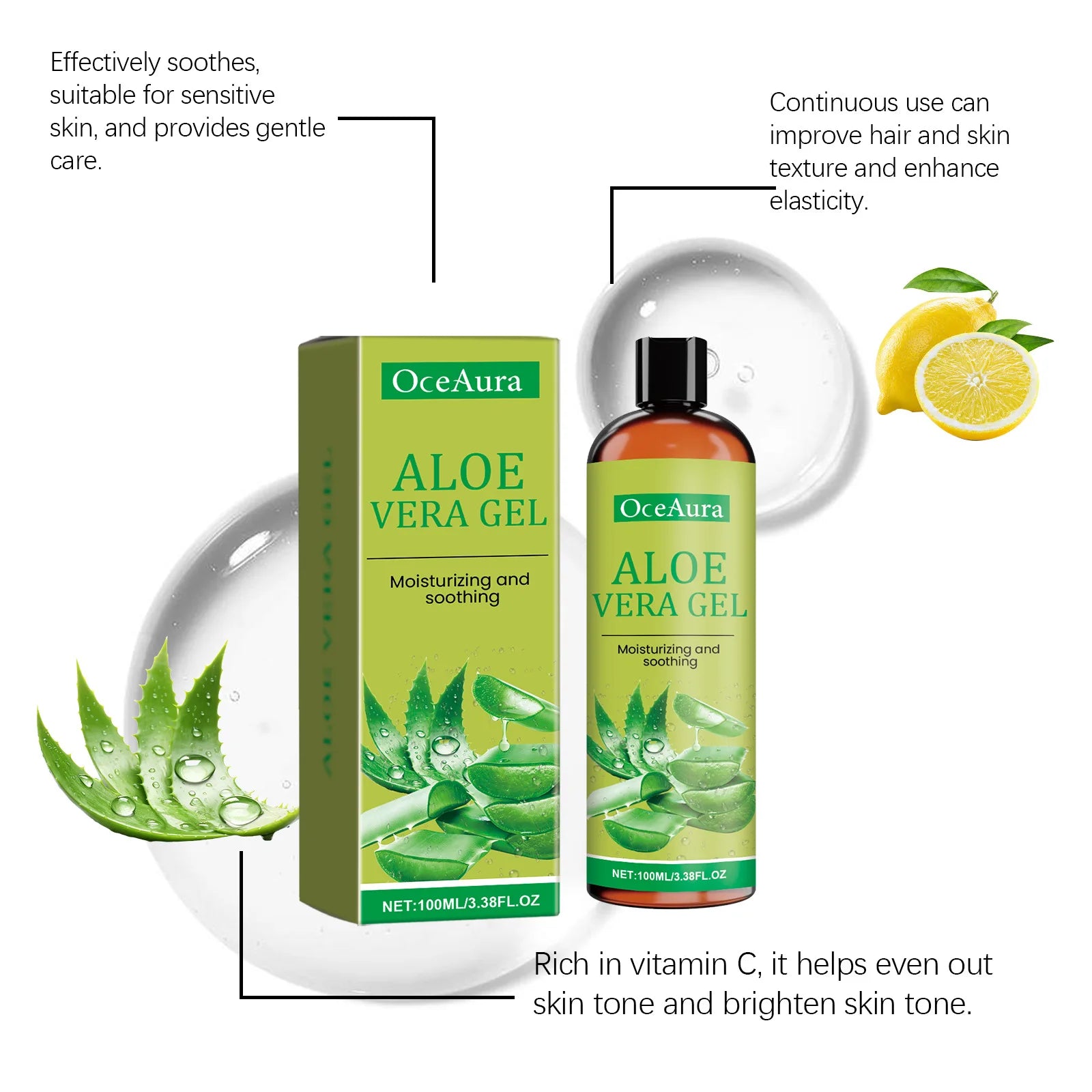 Aloe Vera Gel Nourish Moisturize Smooth Soften Soothe Face Prevent Acne Pimple Redness Cracked Rough Moisturizing Aloe Vera Gel Zpaxo
