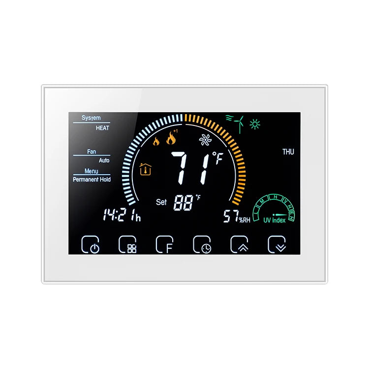 Wifi 3H2C Heat Pump Controller System Thermostat Touch Digital Programming Air Conditioning Smart Life Tuya Alexa Google Home Zpaxo White China Mainland