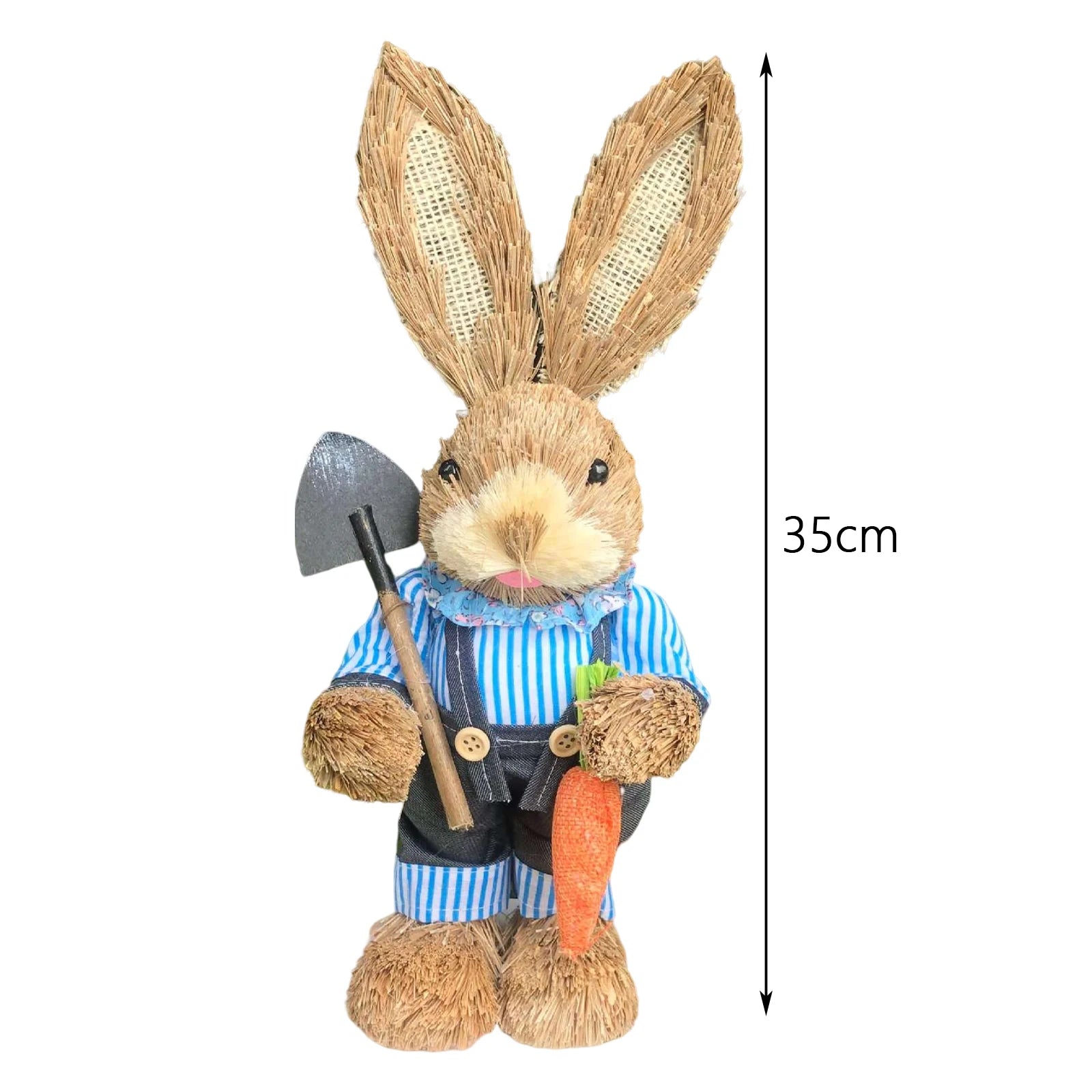 Straw Easter Bunny Statue – 13.78" Standing Rabbit Figurine Easter Bunny Figurine Zpaxo Style F