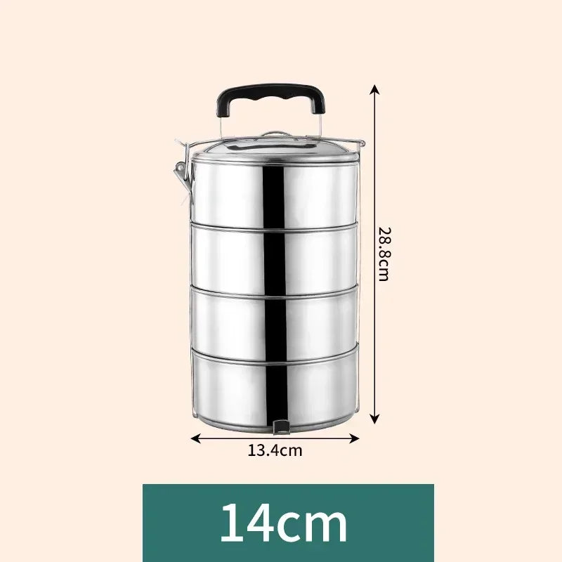 Portable Multi-layer Stainless Steel Thermal Lunch Box Leakproof Zpaxo silver-four-layer