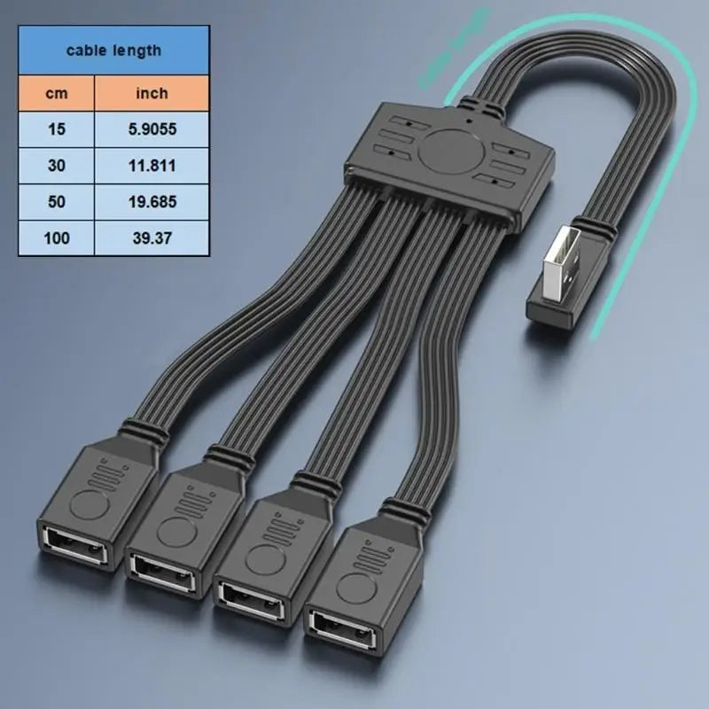 652F 1 USB2 0 Splitter Cable USB Power Male 4 Female Charging Data Zpaxo