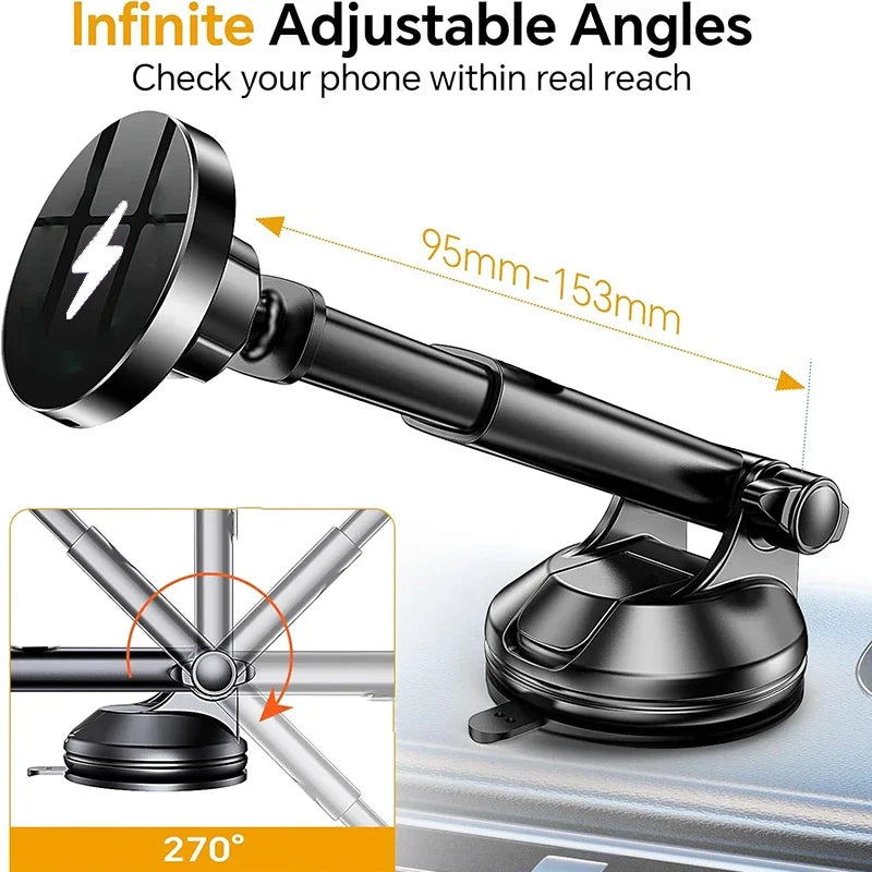 UYUXIO Wireless Car Charger Dash Windshield Strong Magnetic Mount