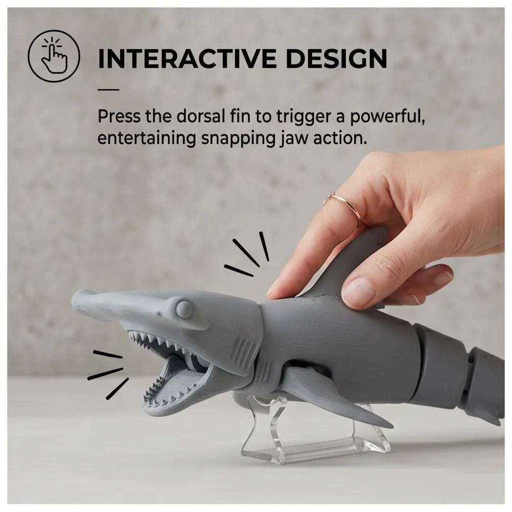 3D Printed Articulated Hammerhead Shark Fidget Stress Relief Desktop