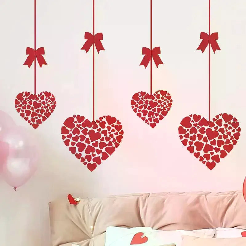 Valentine's Day Atmosphere Decorative Stickers Heart-shaped Glass Zpaxo
