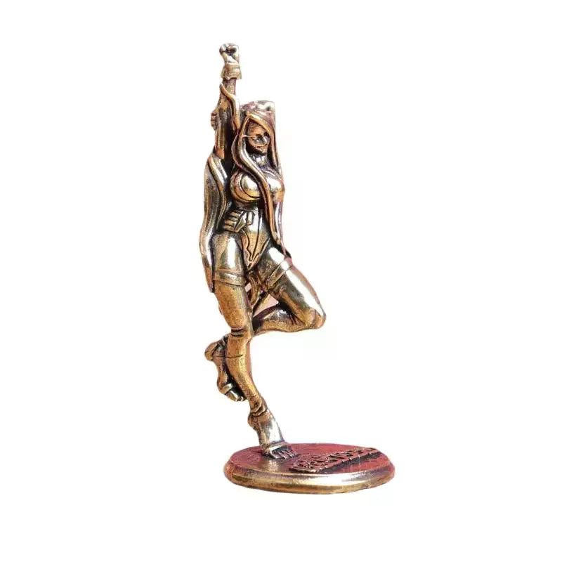 Desk Ornament Office Bookshelf Artistic Home Decor Vintage Brass Beautiful Lady Cat Statue Zpaxo
