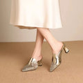 Pointed Closed Toe Weaving Hollow Out Breathable Rhinestone Flower Zpaxo Gold 39
