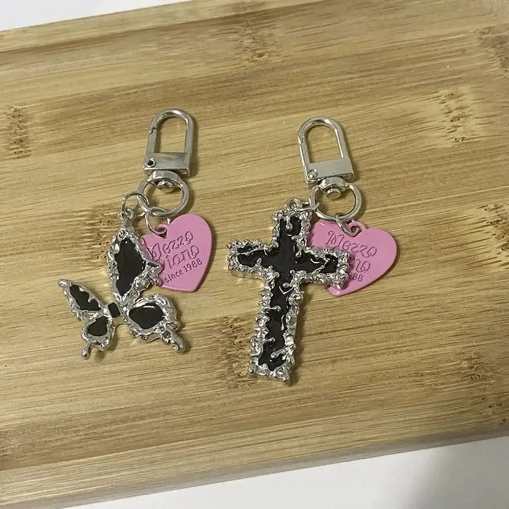 Bag Pendant Butterfly Cross Key Chain Heart Trinket Y2K Lava Thorn Zpaxo