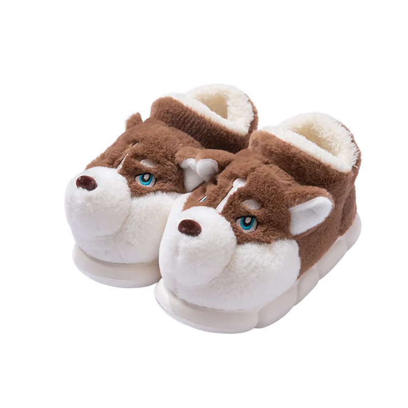 Women Indoor Cotton Slippers Cute Cartoon Dog Winter Warm Shoes Zpaxo Khaki 44-45