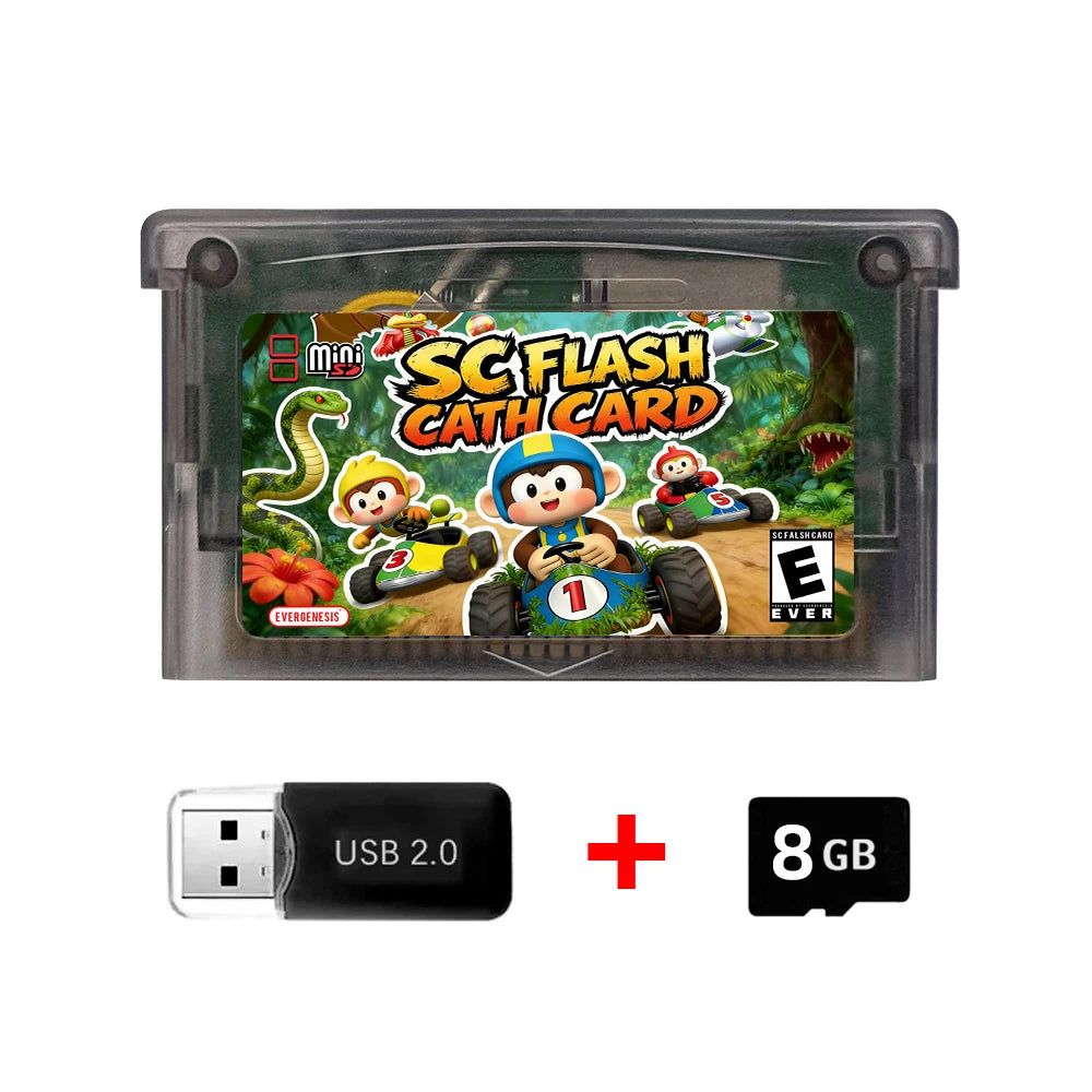 5000 in 1 Retro Games Cartridge New SCFW V2.0 GBA Flash Card with 8G TF Card RTC Flash for GBA/GBA SP/NDS Handheld Game Console Zpaxo Black Wth 8G
