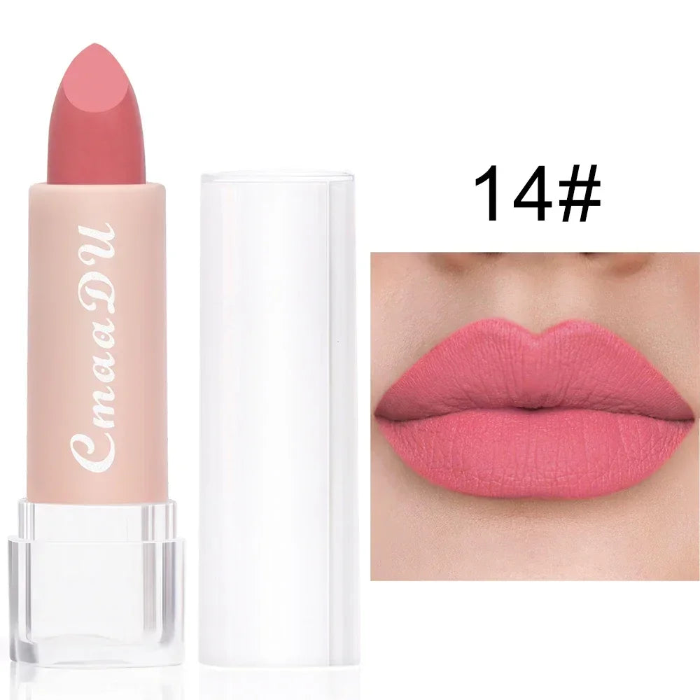 15 Colors Lipstick Waterproof Long Lasting Matte Velvet Mental Beauty Lip Gloss Nude Glitter Lip Gloss Beauty Red Lip Tint New Zpaxo 14 Sample Size