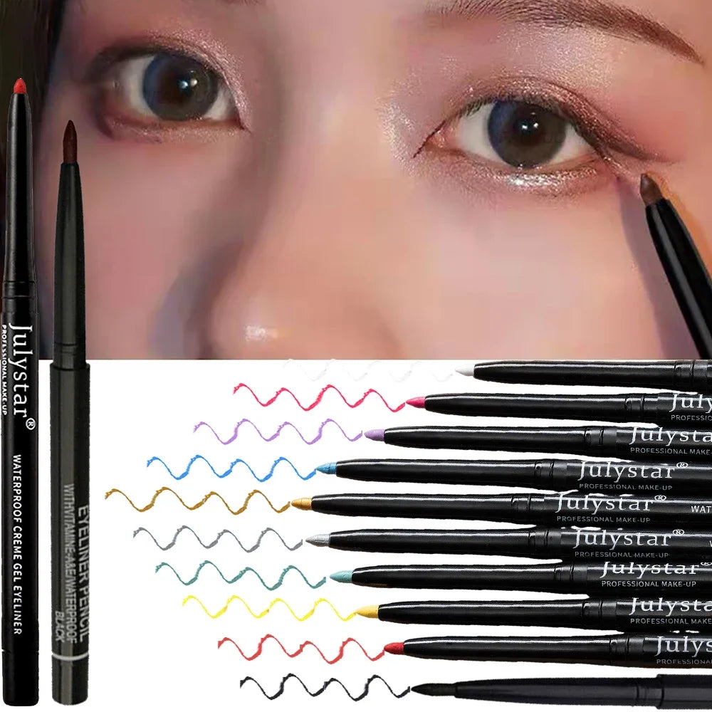 Colorful Eyeliner Lip Liner Gel Pencil No Smudge Silver Black Pink Zpaxo